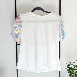 White t shirt with Iridescent sequins